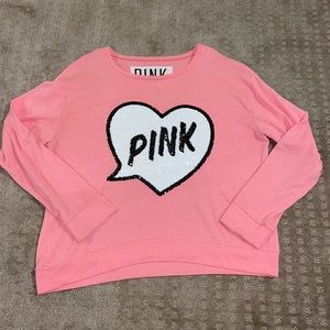 Victoria’s Secret PINK Sequined Conversation Heart Crewneck Sweater